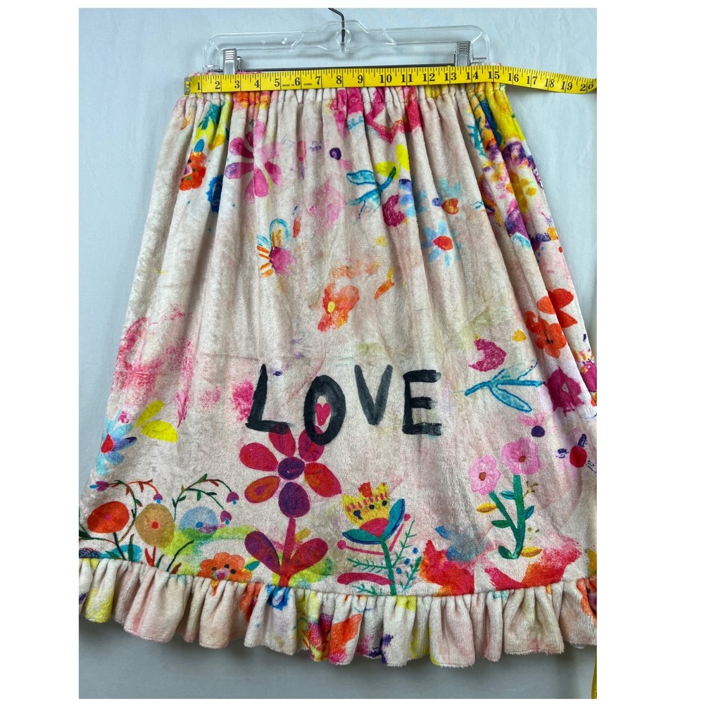Natural Life Towel Wrap Skirt Women L/XL Coverup Floral Love Plush Ruffle Hem - Picture 4 of 7